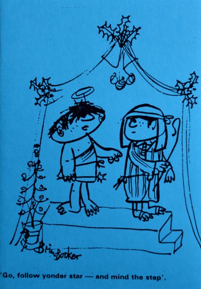 Go Follow Yonder Star (pen og blæk på blåt papir) af Brenda Brin Booker